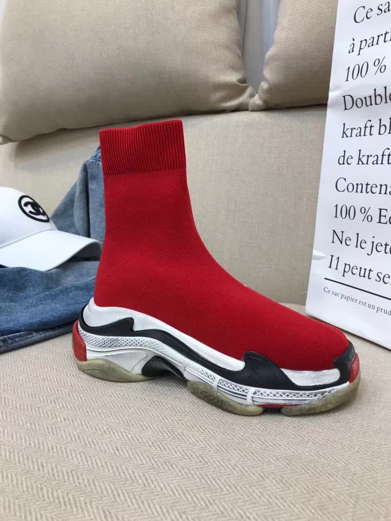 Balenciaga Custom Speed Trainer X Triple S Sneaker Red Triple013