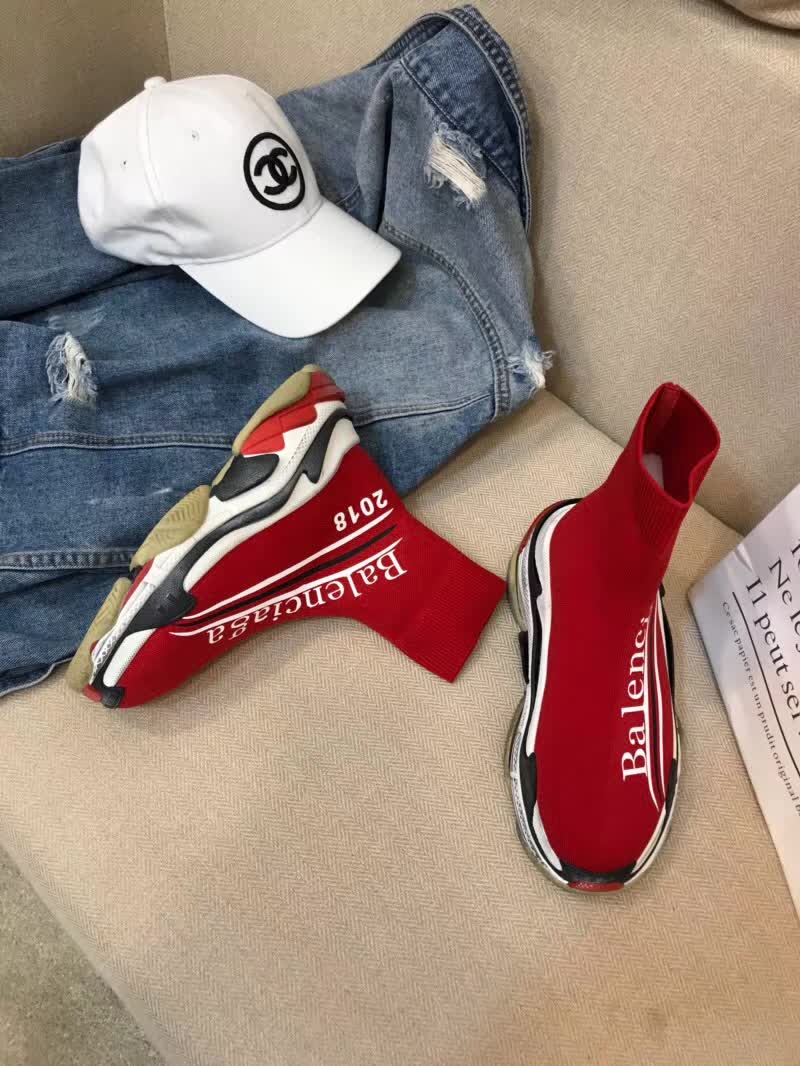 Balenciaga Custom Speed Trainer X Triple S Sneaker Red Triple013