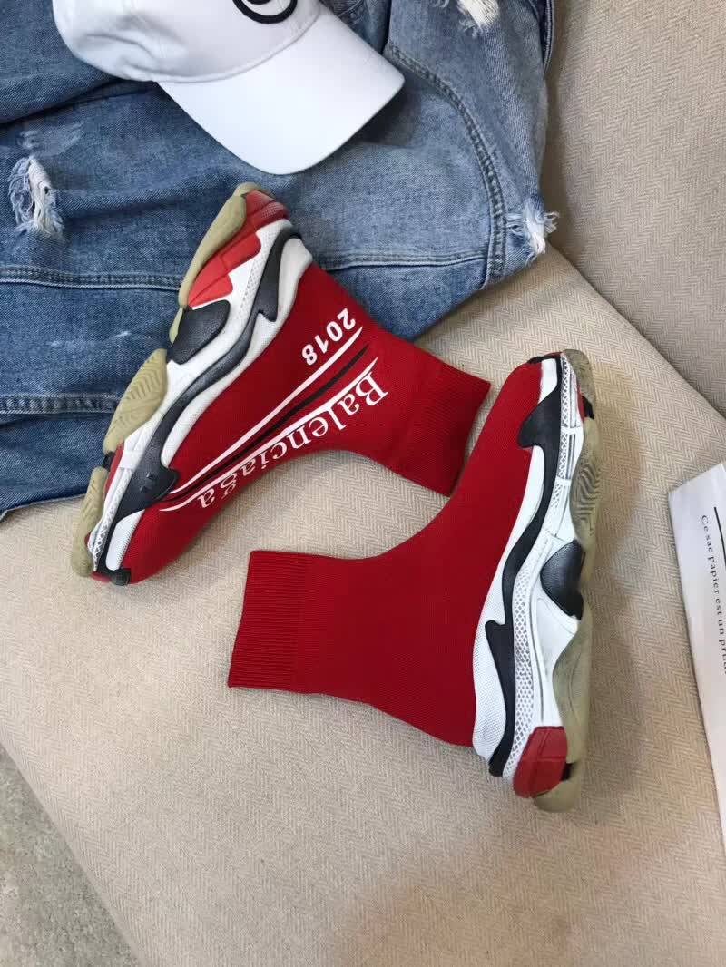 Balenciaga Custom Speed Trainer X Triple S Sneaker Red Triple013