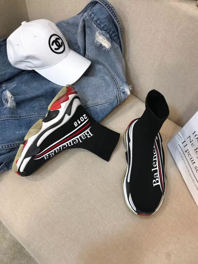 Balenciaga Custom Speed Trainer X Triple S Sneaker Black Triple012