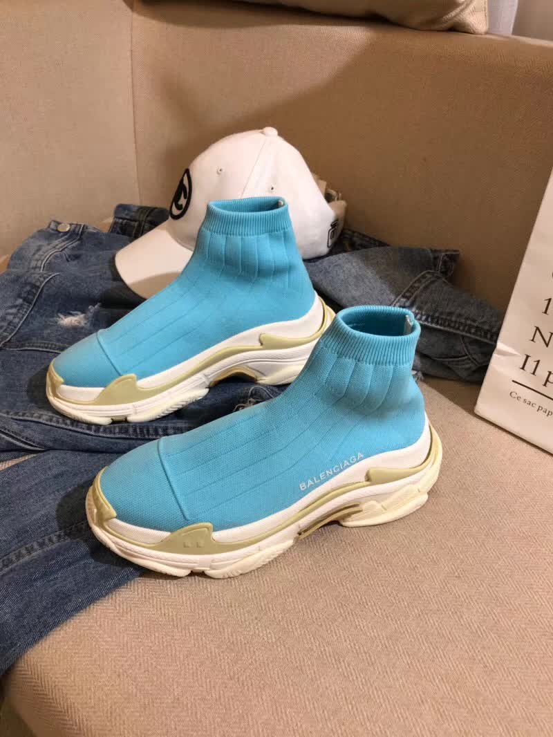 Balenciaga Custom Speed Trainer X Triple S Sneaker Azure Triple011