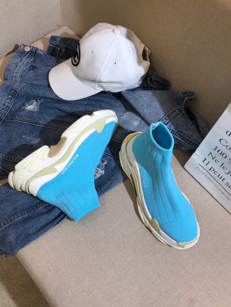 Balenciaga Custom Speed Trainer X Triple S Sneaker Azure Triple011