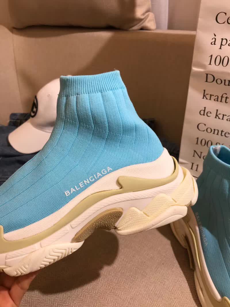 Balenciaga Custom Speed Trainer X Triple S Sneaker Azure Triple011