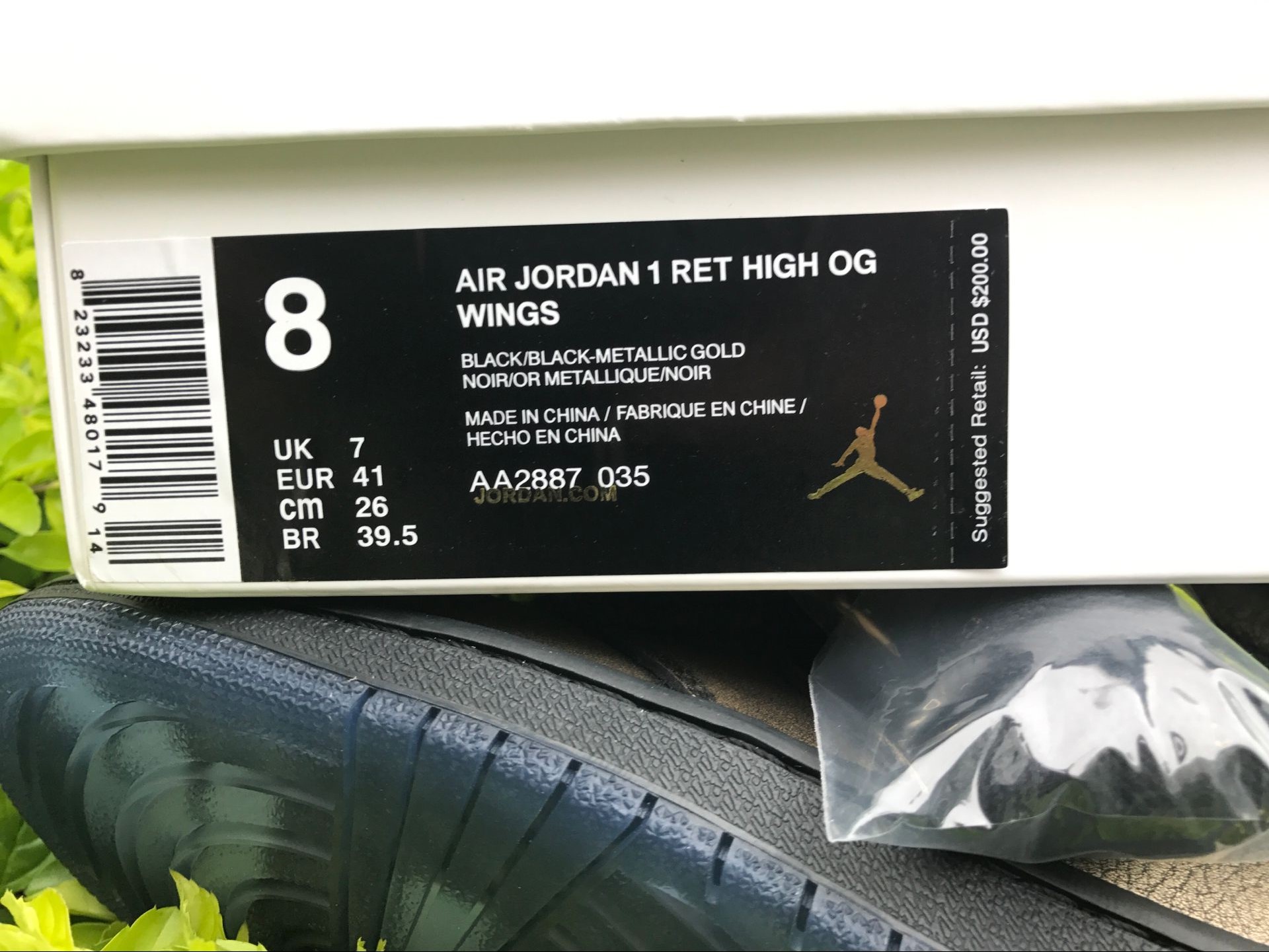 Air Jordan 1 Ret High Og Wings Black Metallic Gold Men Sneakers 697E37BCA7A9