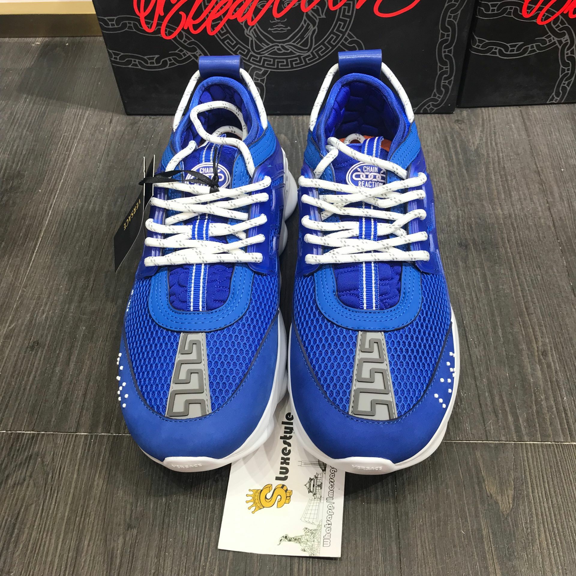 Versace Sneakers Blue and white laces with white rubber sole MS09317