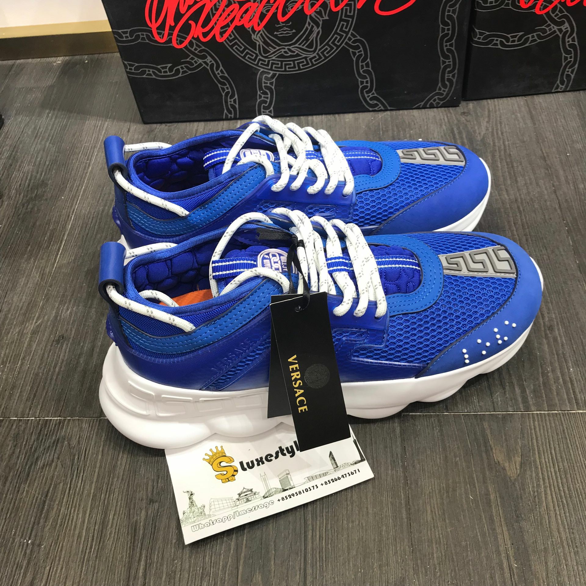 Versace Sneakers Blue and white laces with white rubber sole MS09317