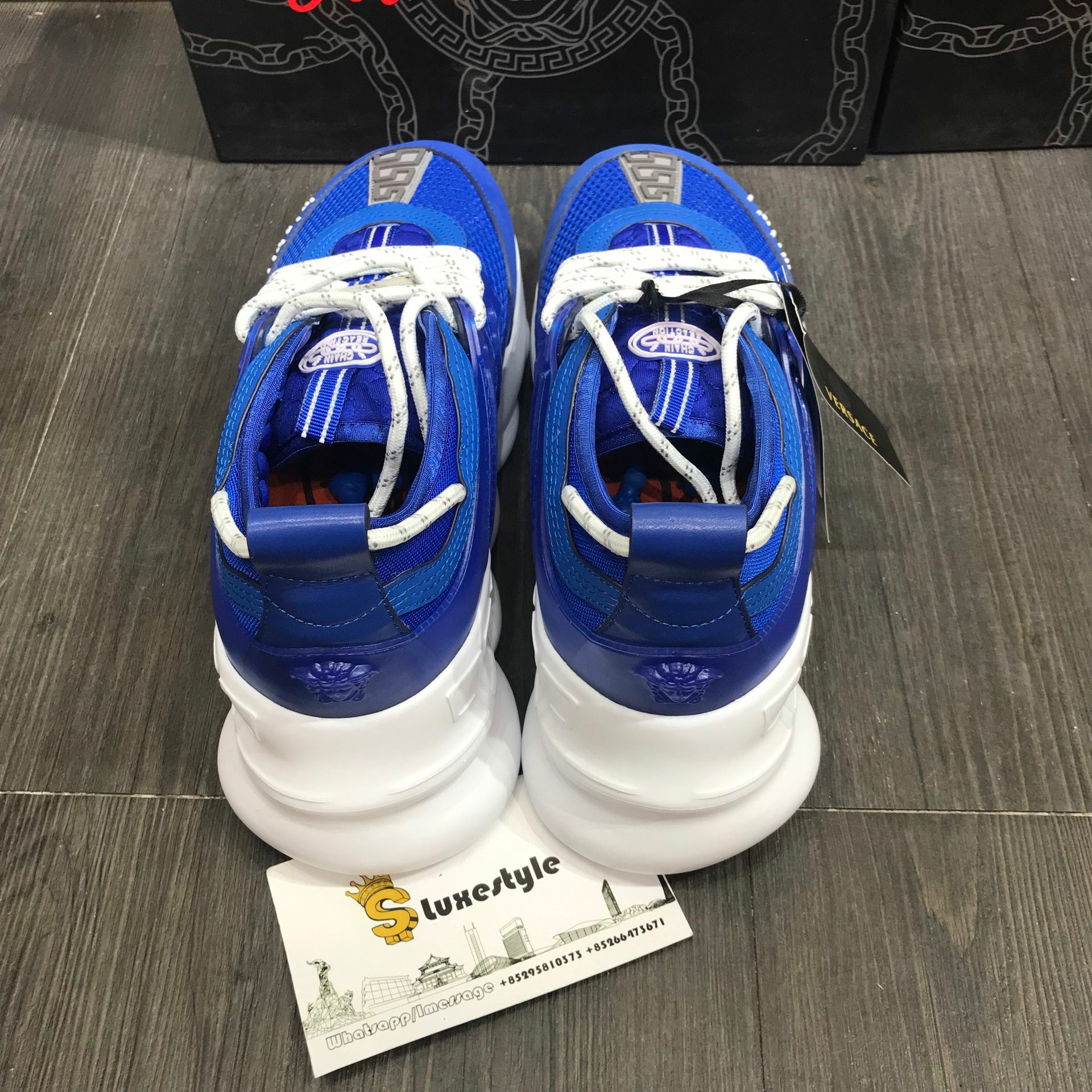 Versace Sneakers Blue and white laces with white rubber sole MS09317