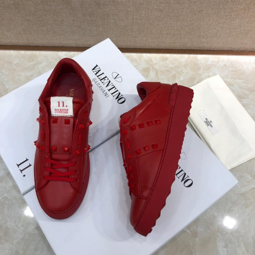 Valentino Perfect Quality Sneakers Red and red stud ribbon detail with red sole MS071457