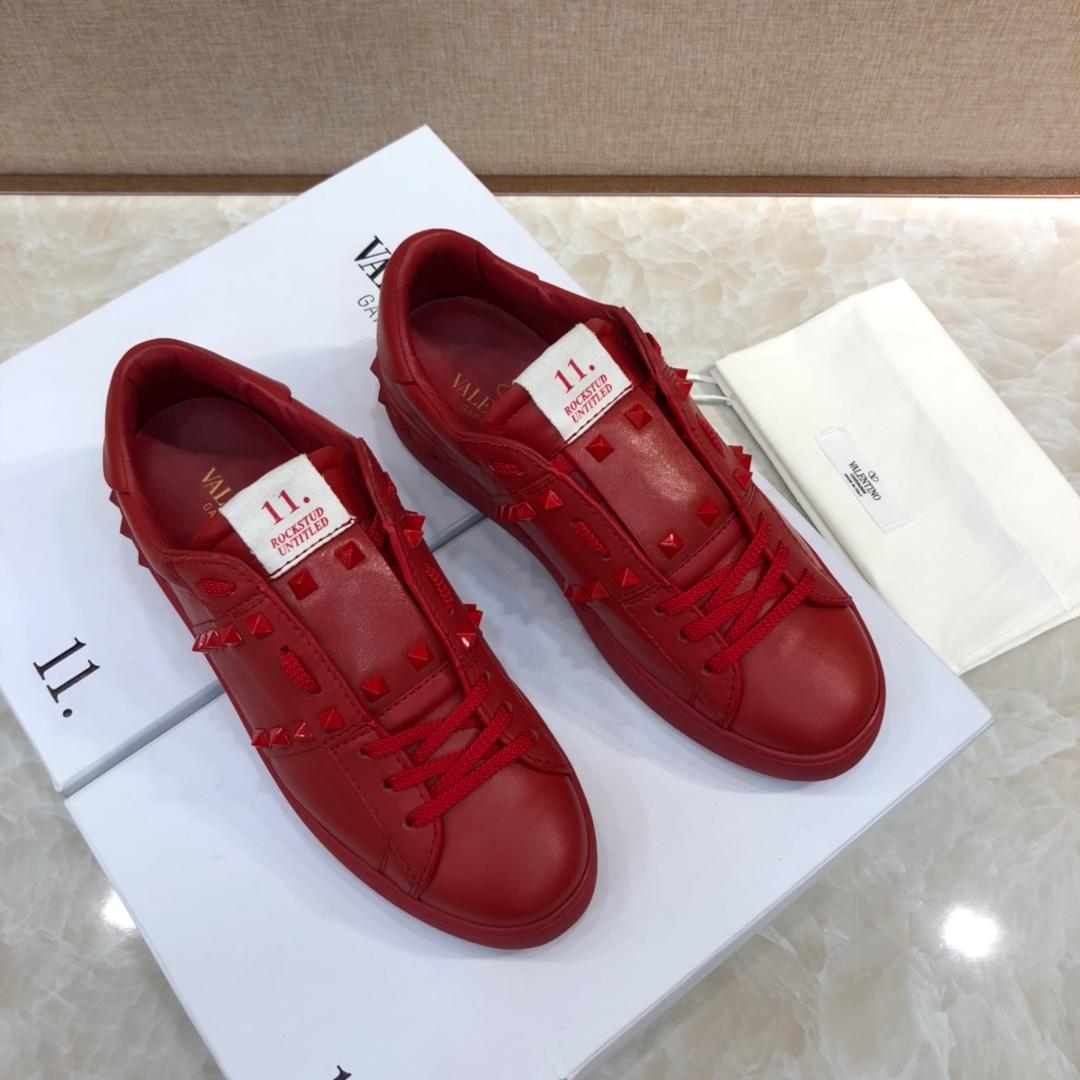 Valentino Perfect Quality Sneakers Red and red stud ribbon detail with red sole MS071457