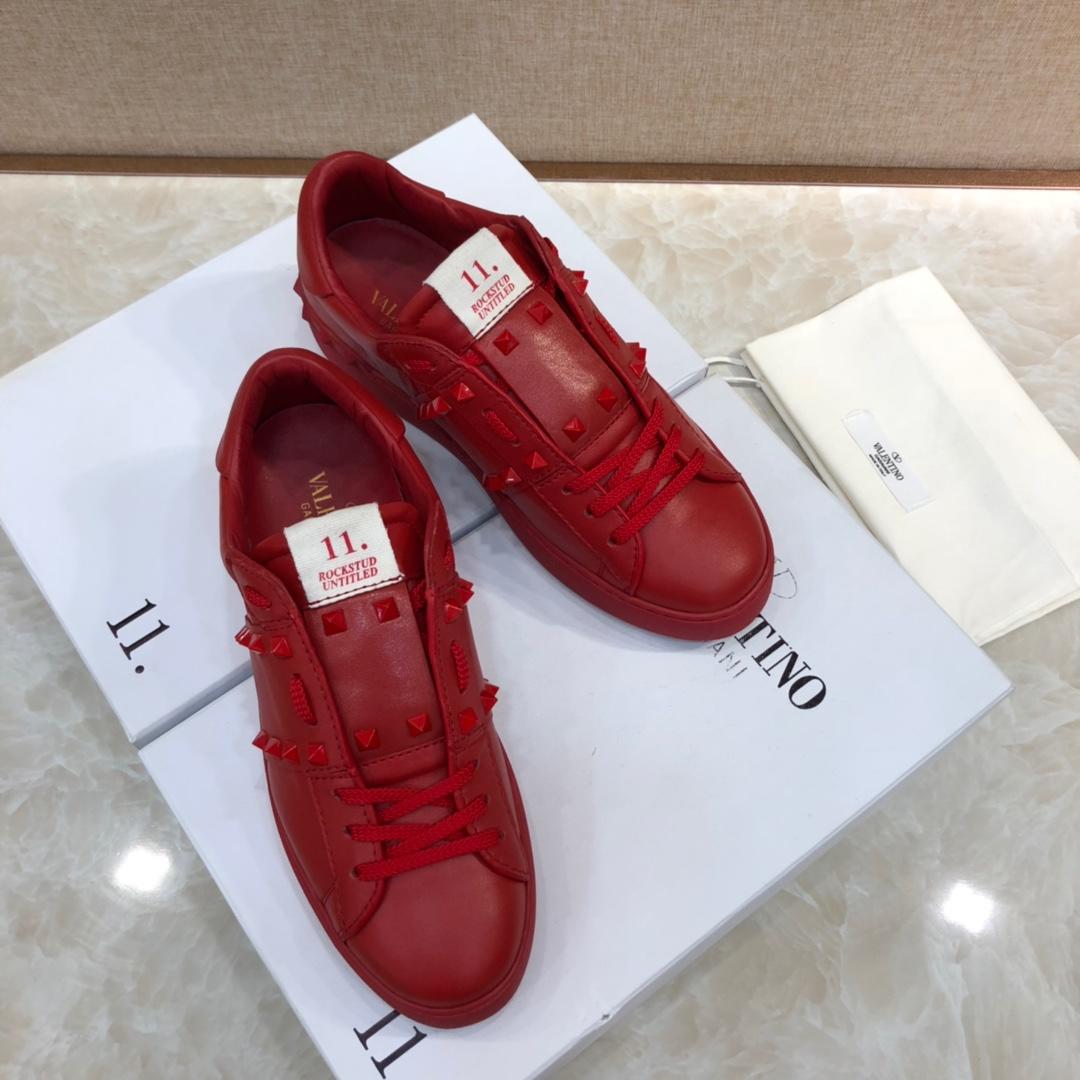 Valentino Perfect Quality Sneakers Red and red stud ribbon detail with red sole MS071457