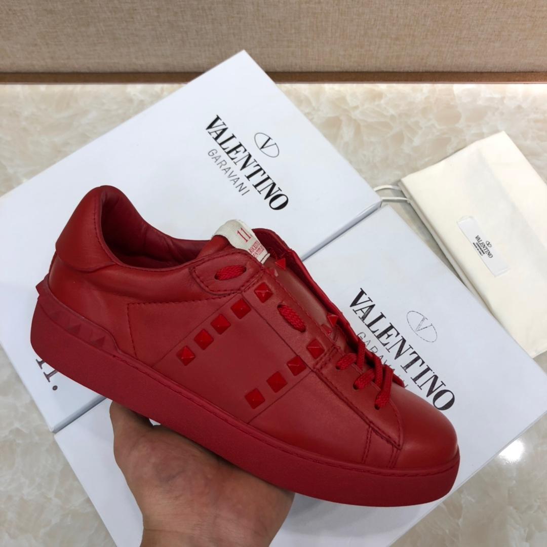 Valentino Perfect Quality Sneakers Red and red stud ribbon detail with red sole MS071457