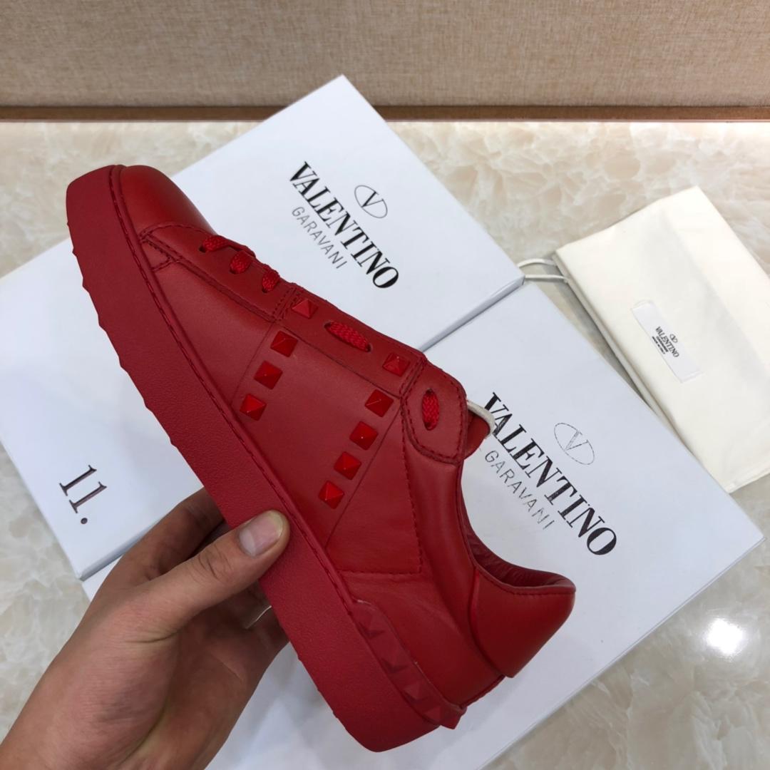 Valentino Perfect Quality Sneakers Red and red stud ribbon detail with red sole MS071457