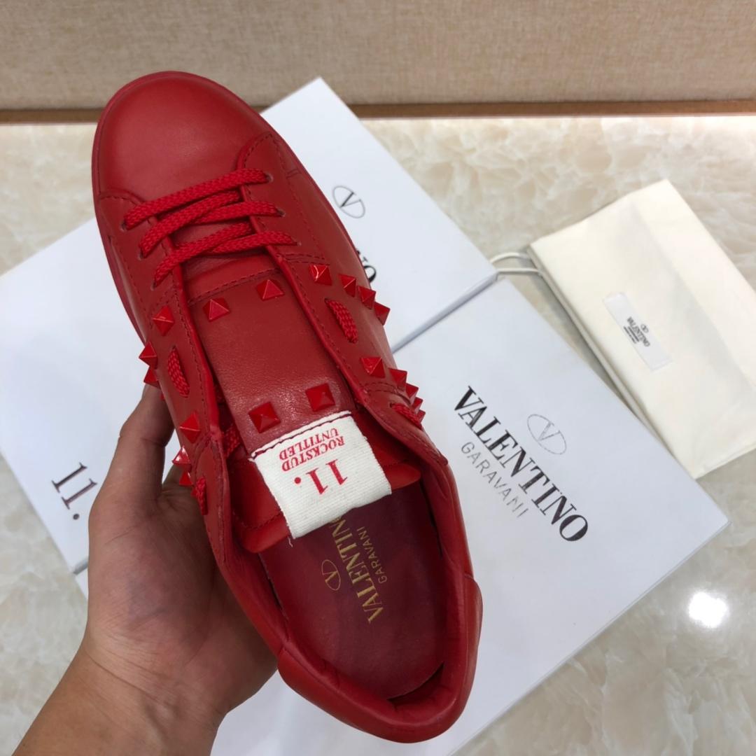 Valentino Perfect Quality Sneakers Red and red stud ribbon detail with red sole MS071457