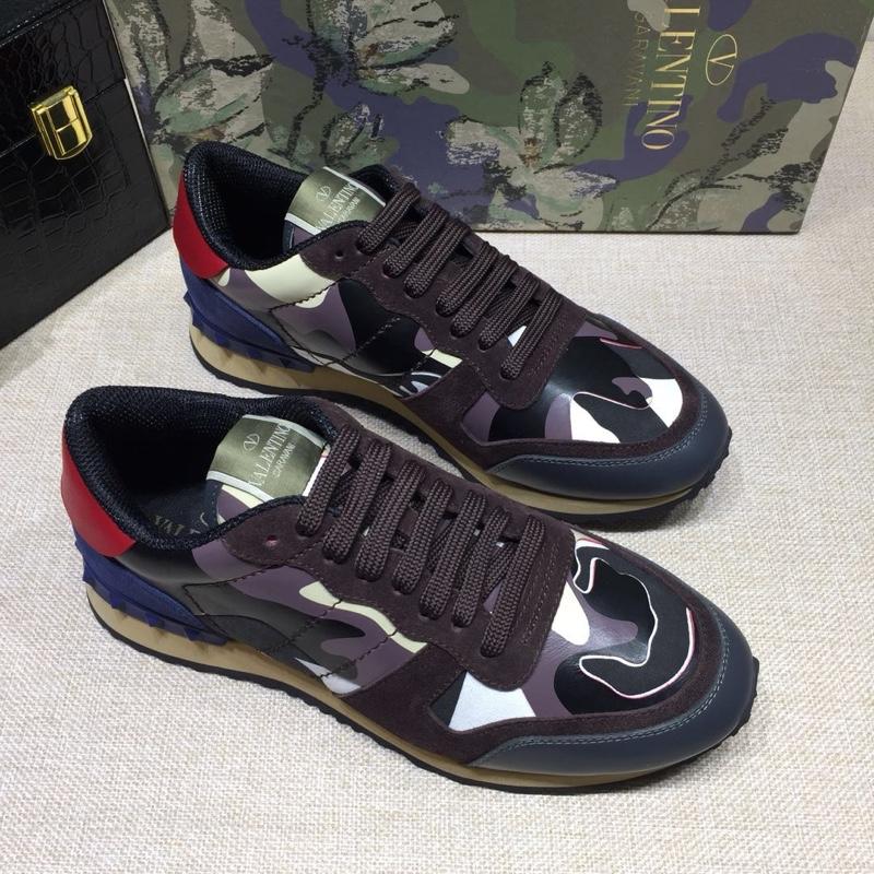 Valentino Perfect Quality Sneakers Purple and white camouflage details with beige soles MS071445