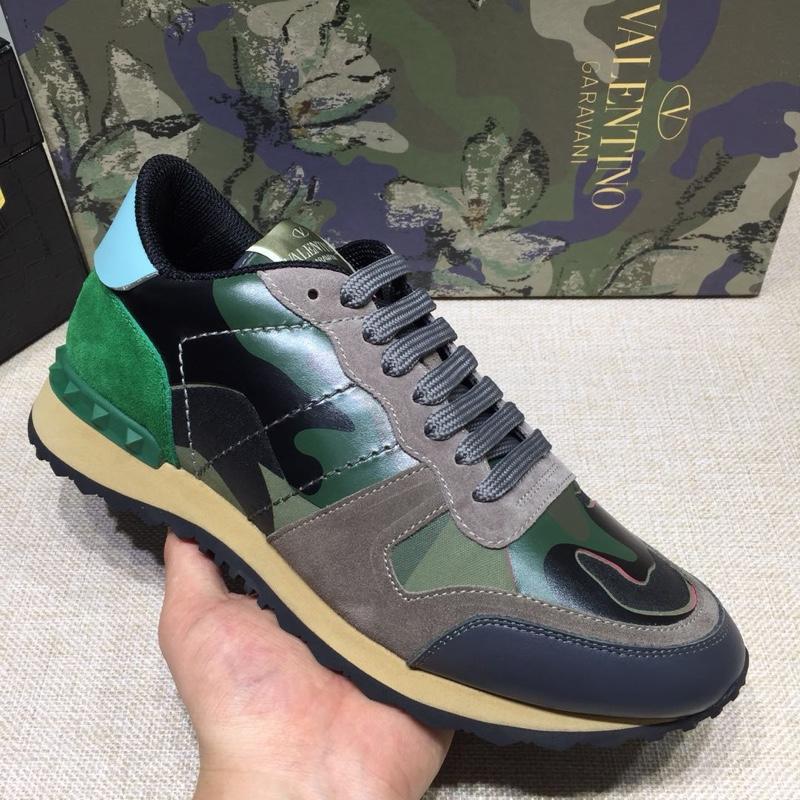 Valentino Perfect Quality Sneakers Grey and green camouflage details with beige soles MS071442