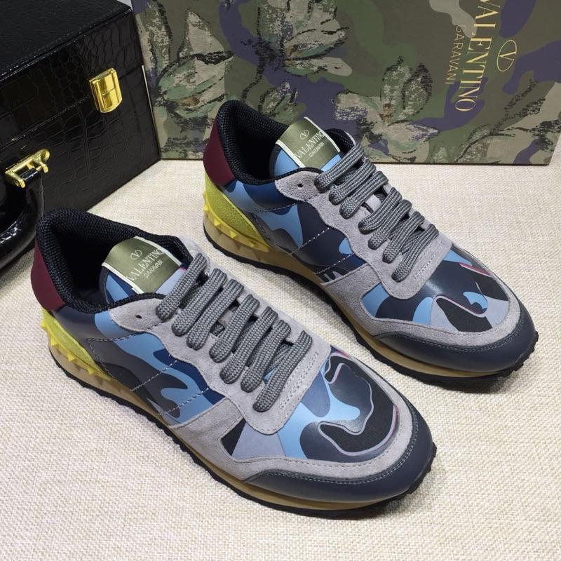 Valentino Perfect Quality Sneakers Grey and blue camouflage details with beige soles MS071448