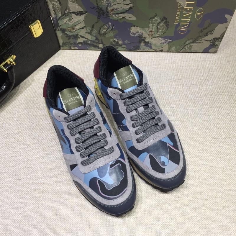 Valentino Perfect Quality Sneakers Grey and blue camouflage details with beige soles MS071448