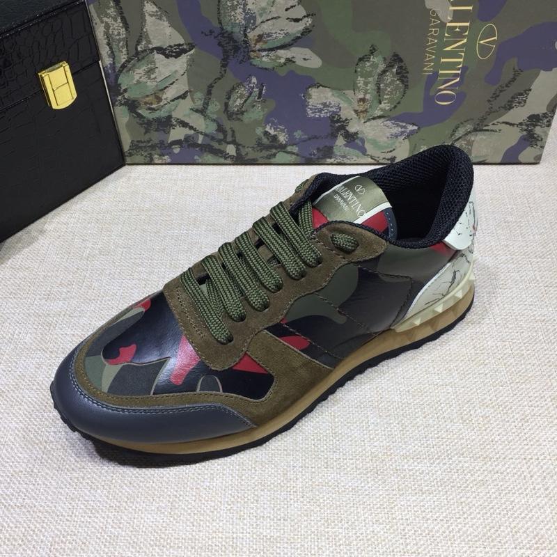 Valentino Perfect Quality Sneakers Green and red camouflage details with beige soles MS071447