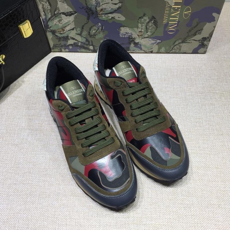 Valentino Perfect Quality Sneakers Green and red camouflage details with beige soles MS071447