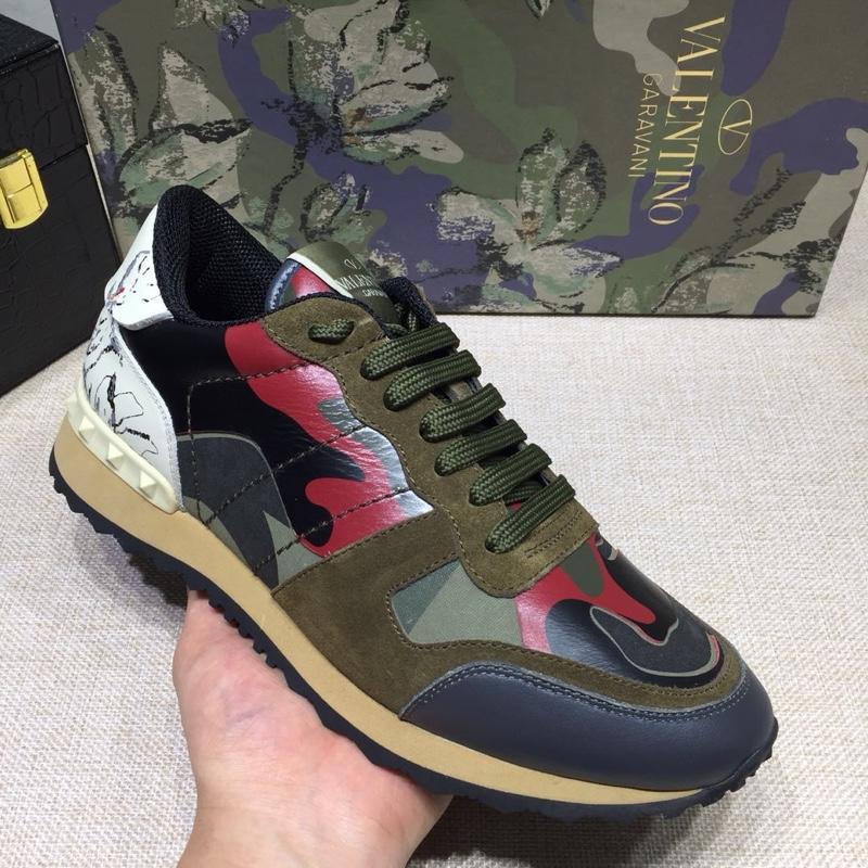 Valentino Perfect Quality Sneakers Green and red camouflage details with beige soles MS071447