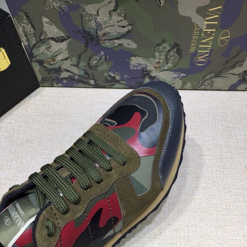 Valentino Perfect Quality Sneakers Green and red camouflage details with beige soles MS071447