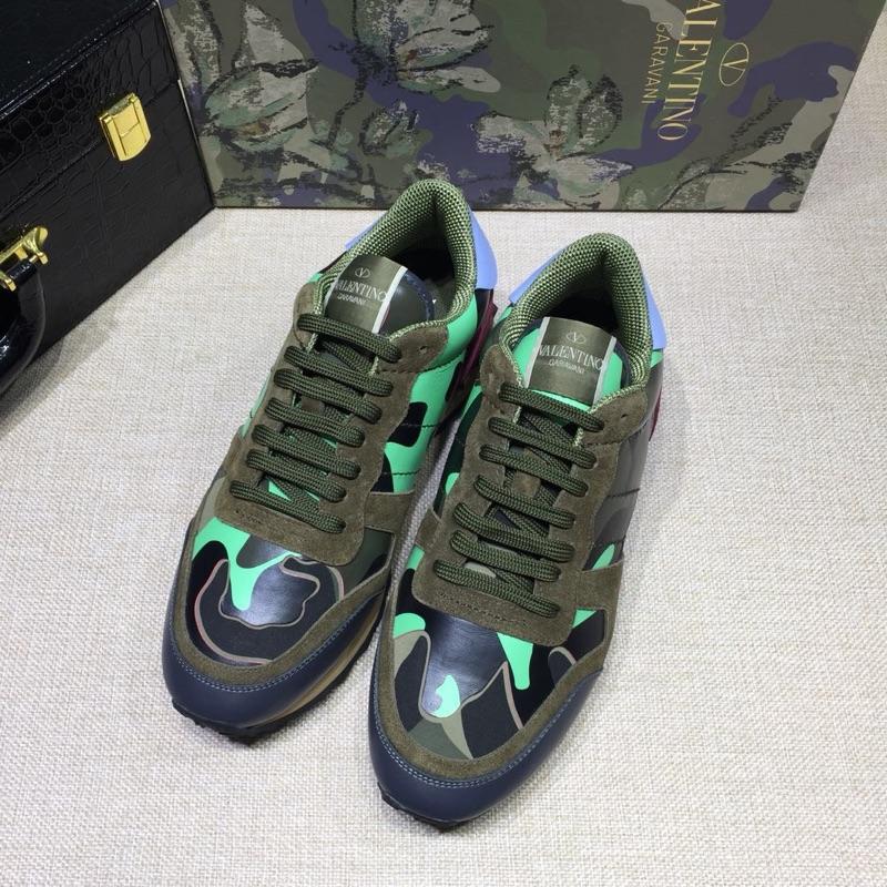 Valentino Perfect Quality Sneakers Green and green camouflage details with beige soles MS071440