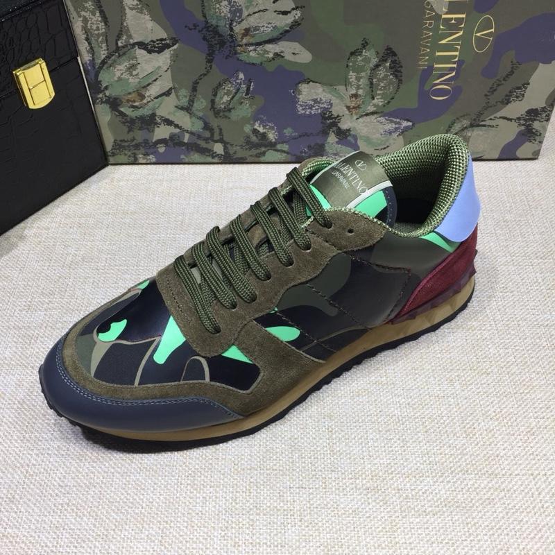 Valentino Perfect Quality Sneakers Green and green camouflage details with beige soles MS071440