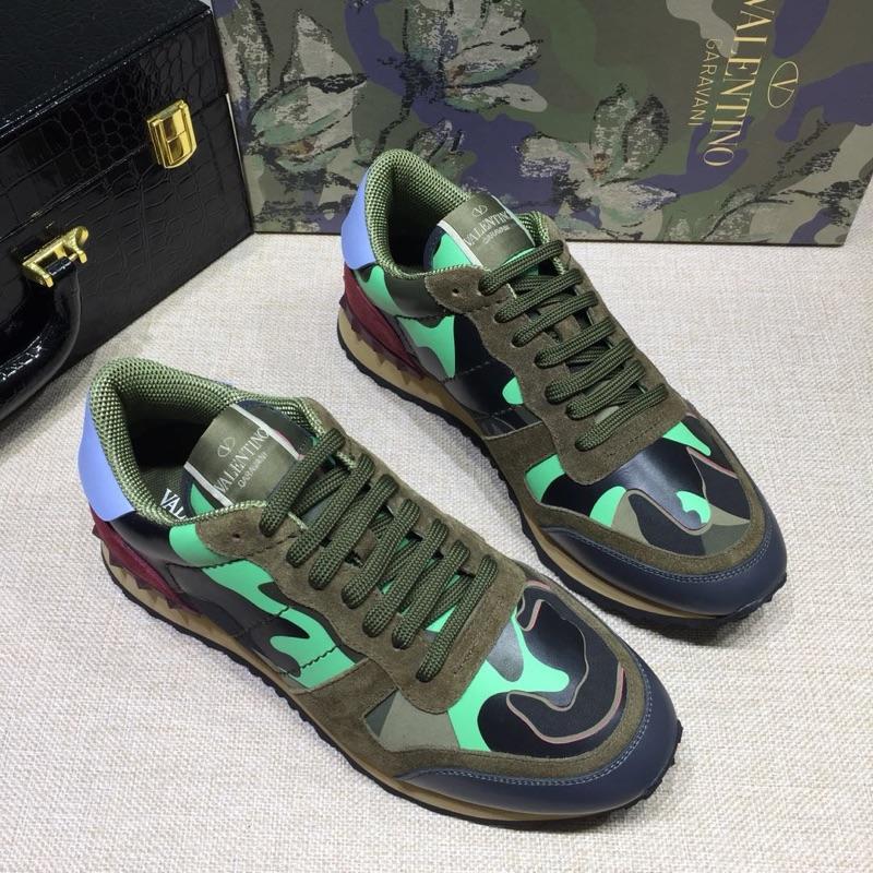 Valentino Perfect Quality Sneakers Green and green camouflage details with beige soles MS071440