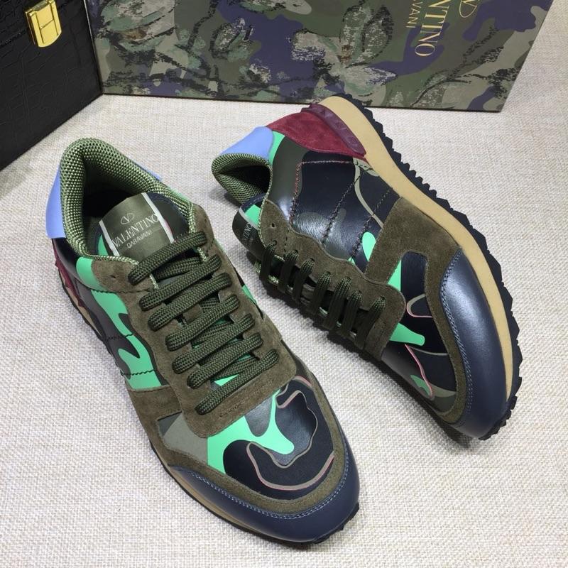 Valentino Perfect Quality Sneakers Green and green camouflage details with beige soles MS071440
