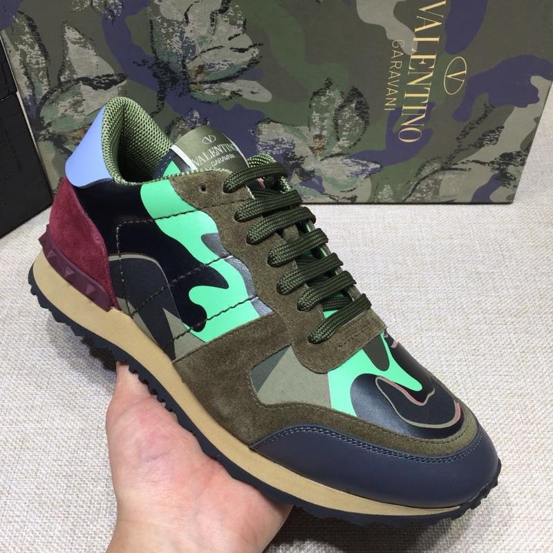 Valentino Perfect Quality Sneakers Green and green camouflage details with beige soles MS071440