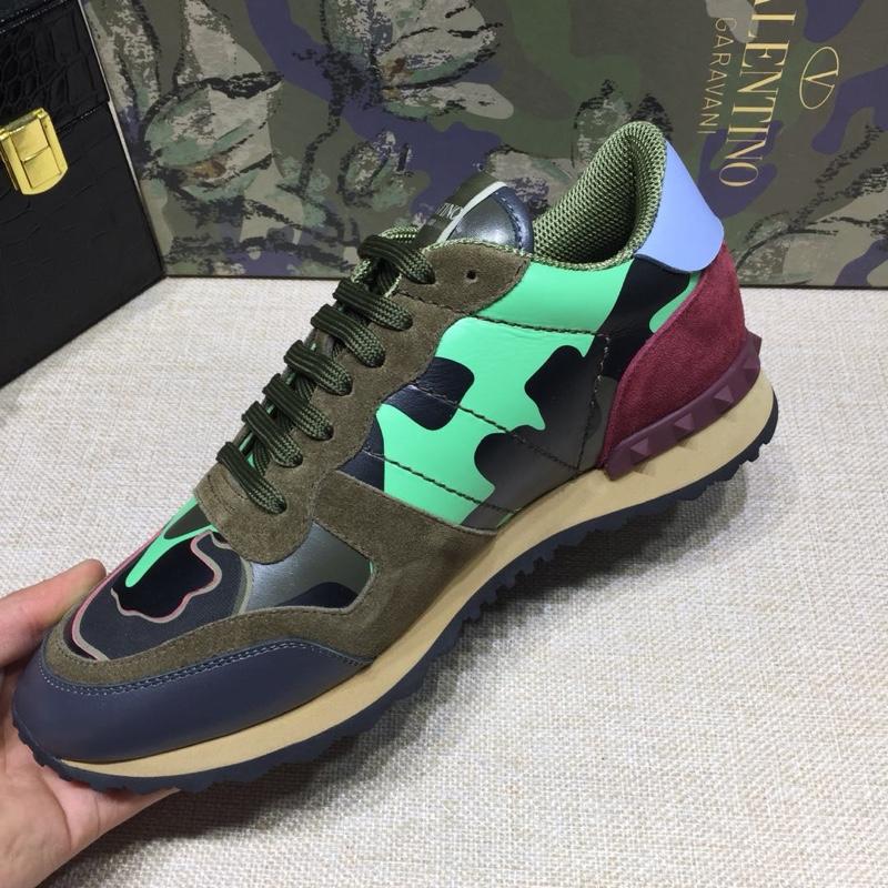 Valentino Perfect Quality Sneakers Green and green camouflage details with beige soles MS071440