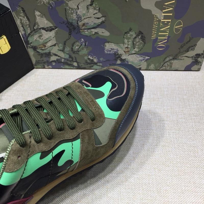 Valentino Perfect Quality Sneakers Green and green camouflage details with beige soles MS071440