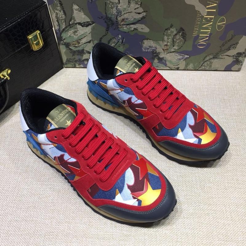 Valentino Perfect Quality Sneakers Burgundy and camouflage stars detail with white sole MS071432