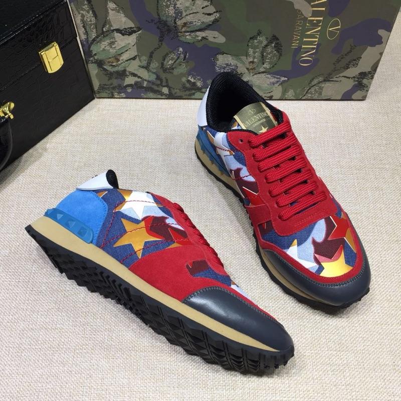 Valentino Perfect Quality Sneakers Burgundy and camouflage stars detail with white sole MS071432