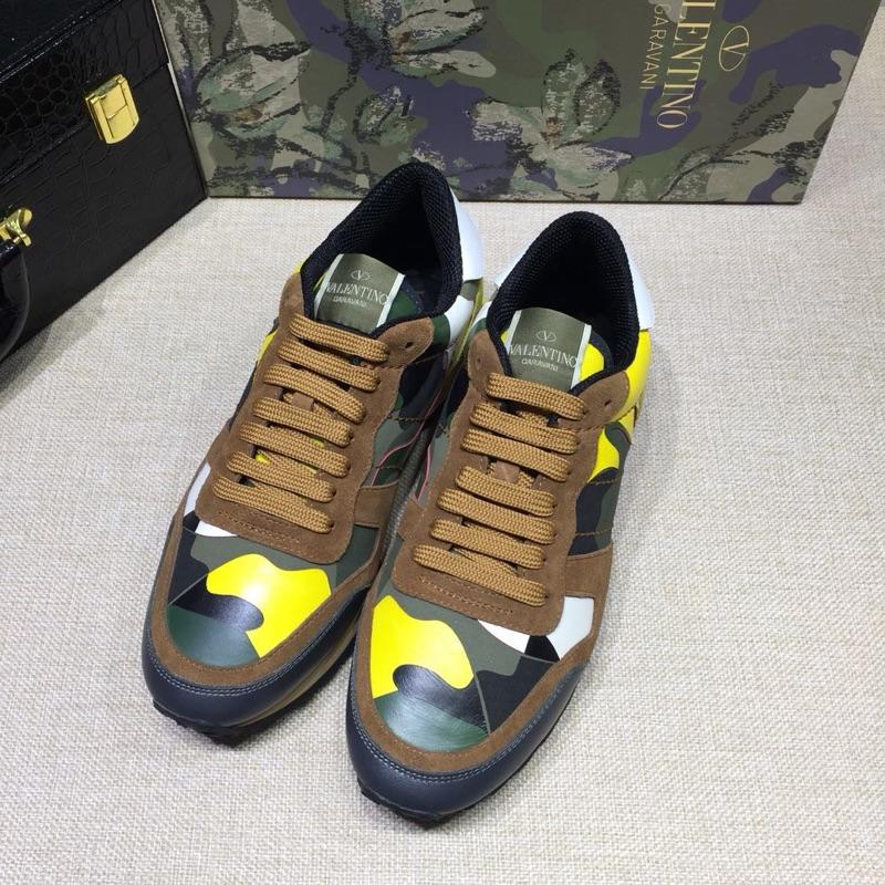 Valentino Perfect Quality Sneakers Brown and yellow camouflage details with beige soles MS071438