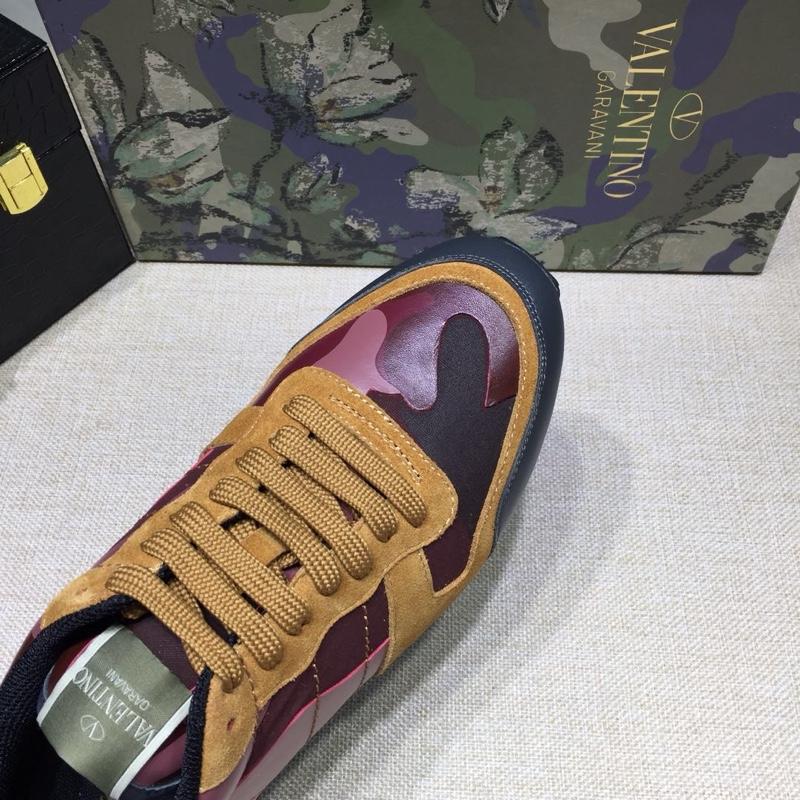 Valentino Perfect Quality Sneakers Brown and red camouflage details with beige soles MS071437