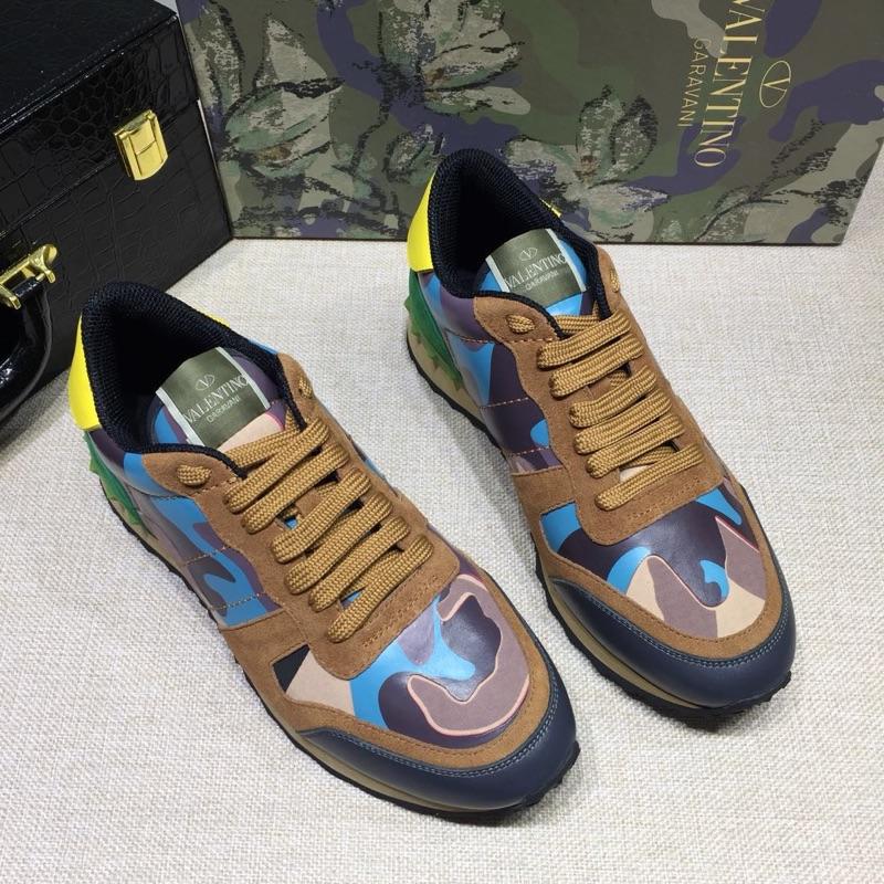 Valentino Perfect Quality Sneakers Brown and purple camouflage details with beige soles MS071441