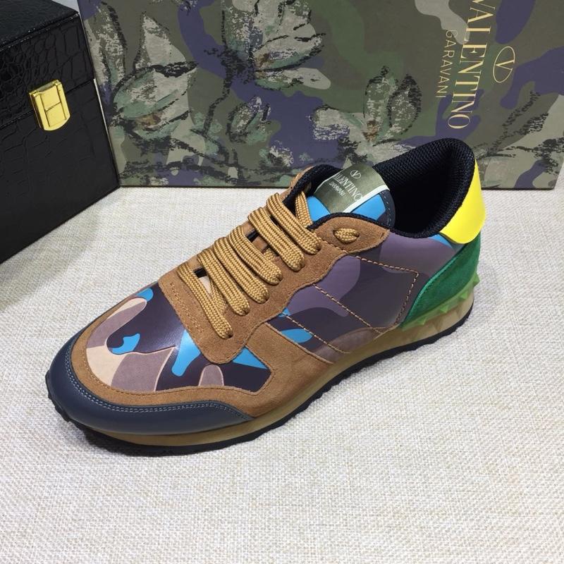 Valentino Perfect Quality Sneakers Brown and purple camouflage details with beige soles MS071441