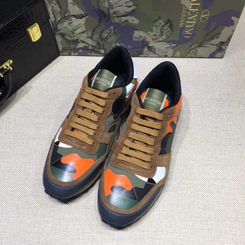 Valentino Perfect Quality Sneakers Brown and orange camouflage details with beige soles MS071439