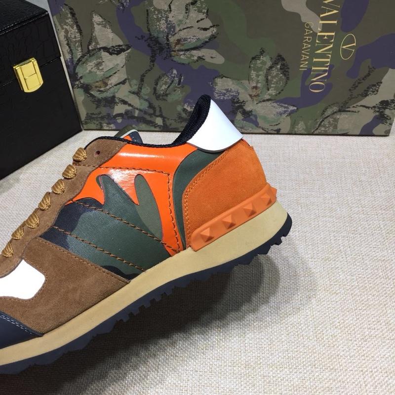 Valentino Perfect Quality Sneakers Brown and orange camouflage details with beige soles MS071439