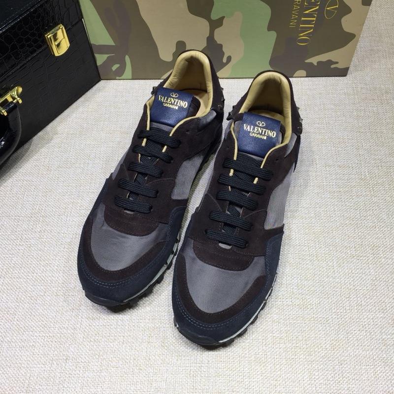 Valentino Perfect Quality Sneakers Brown and blue suede with blue sole MS071464