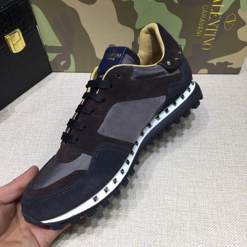 Valentino Perfect Quality Sneakers Brown and blue suede with blue sole MS071464