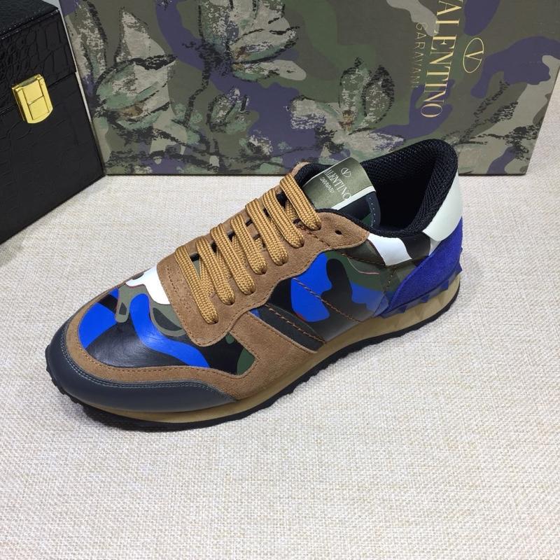 Valentino Perfect Quality Sneakers Brown and blue camouflage details with beige soles MS071436