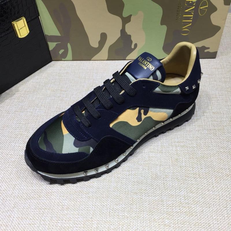 Valentino Perfect Quality Sneakers Blue and yellow camouflage with beige soles MS071463