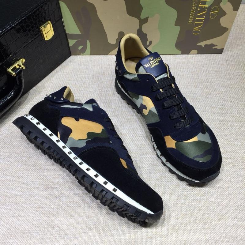 Valentino Perfect Quality Sneakers Blue and yellow camouflage with beige soles MS071463