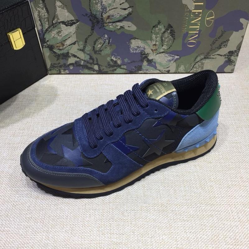 Valentino Perfect Quality Sneakers Blue and camouflage stars detail with white sole MS071433