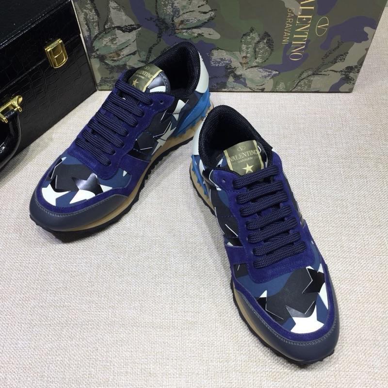 Valentino Perfect Quality Sneakers Blue and camouflage stars detail with white sole MS071430