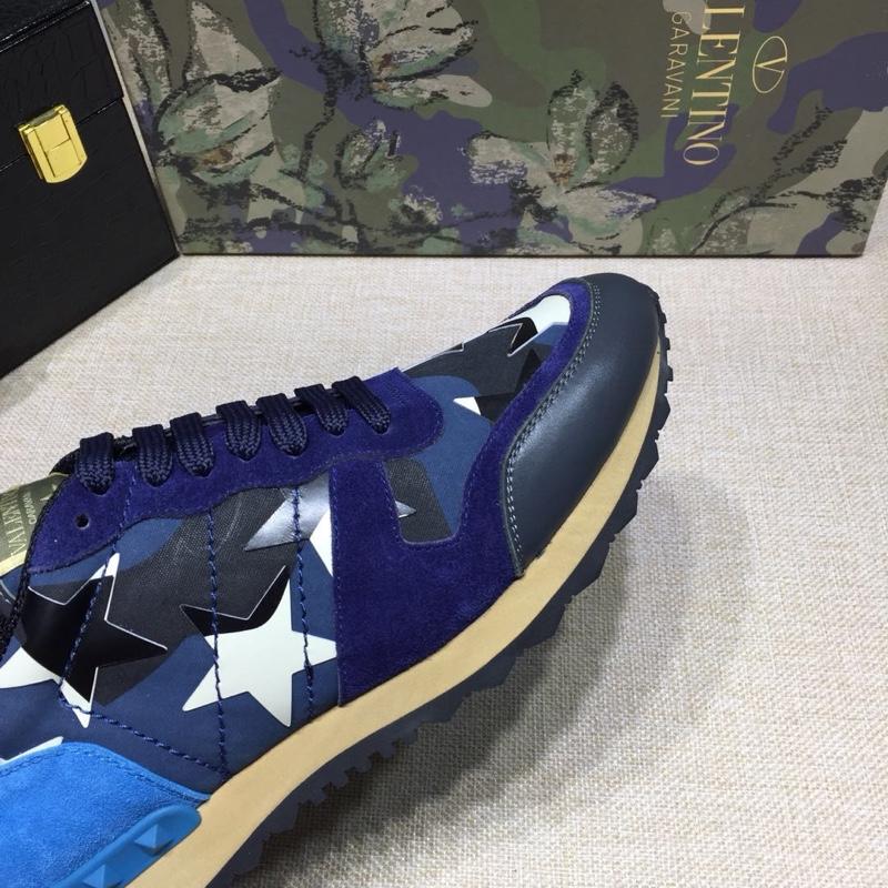 Valentino Perfect Quality Sneakers Blue and camouflage stars detail with white sole MS071430