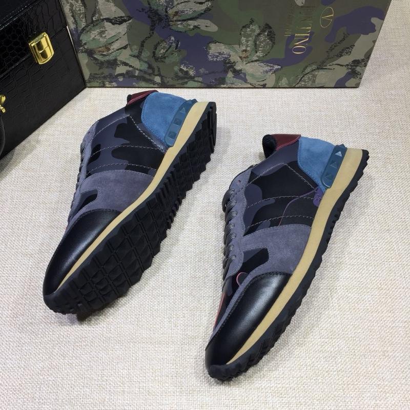 Valentino Perfect Quality Sneakers Blue and blue camouflage details with beige soles MS071446
