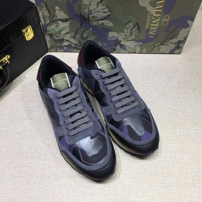 Valentino Perfect Quality Sneakers Blue and blue camouflage details with beige soles MS071446